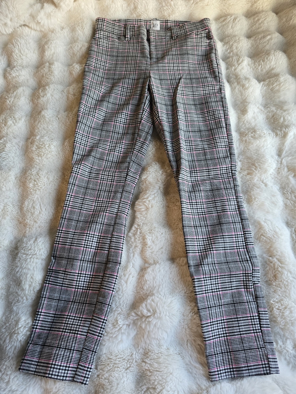 Gap Signature Skinny Ankle Bistretch Pants Black And Pink Plaid